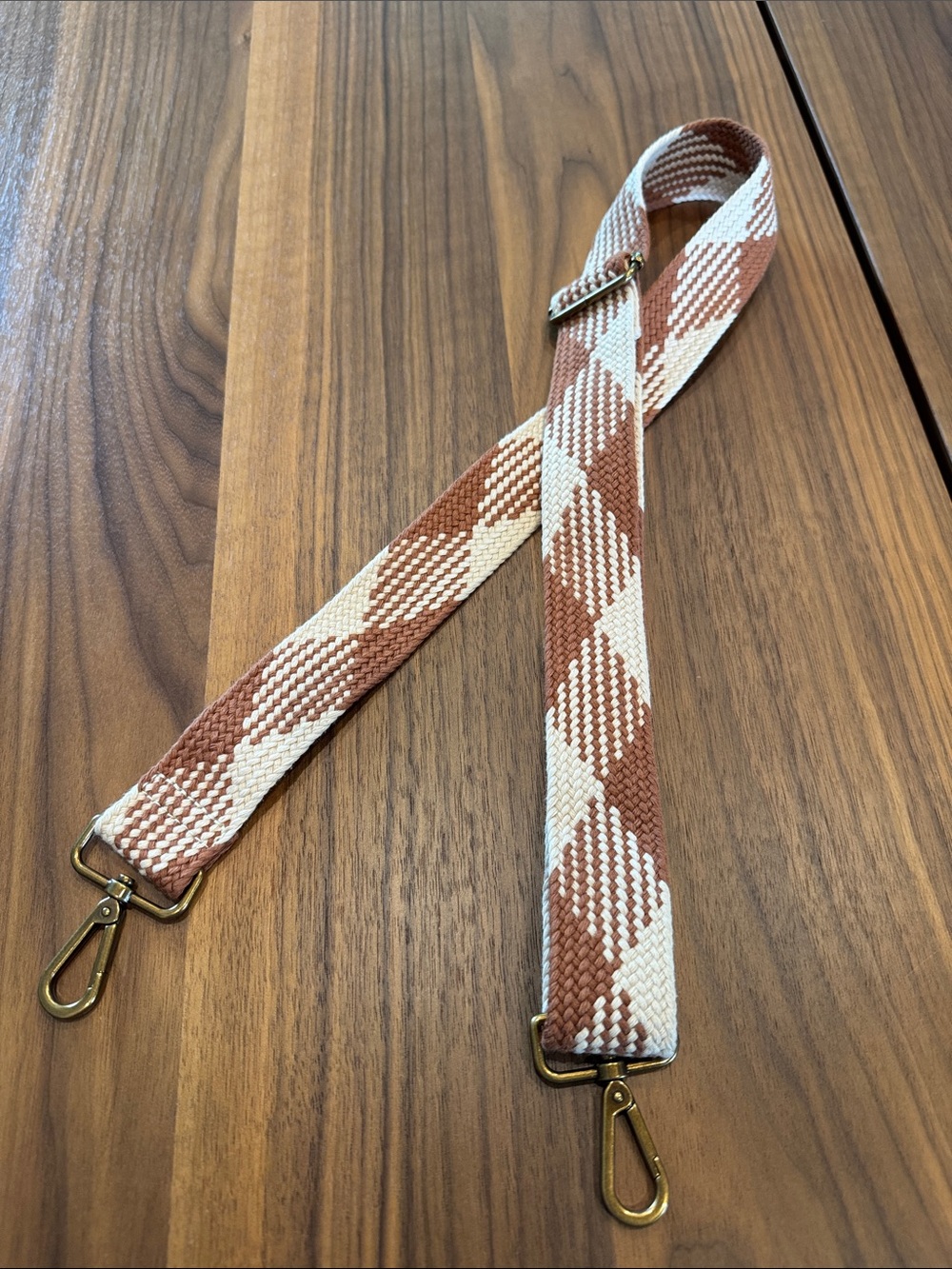 Madewell brown and ivory checkered Crossbody purse Strap - never used